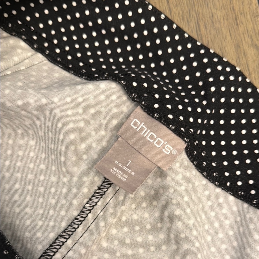 Chico's Black and White Polka Dot Cropped Pants - Picture 2 of 3